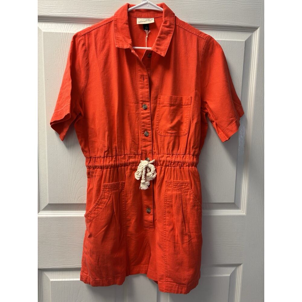 NWT Universal Thread Orange Linen One Piece Jumper Shorts Small